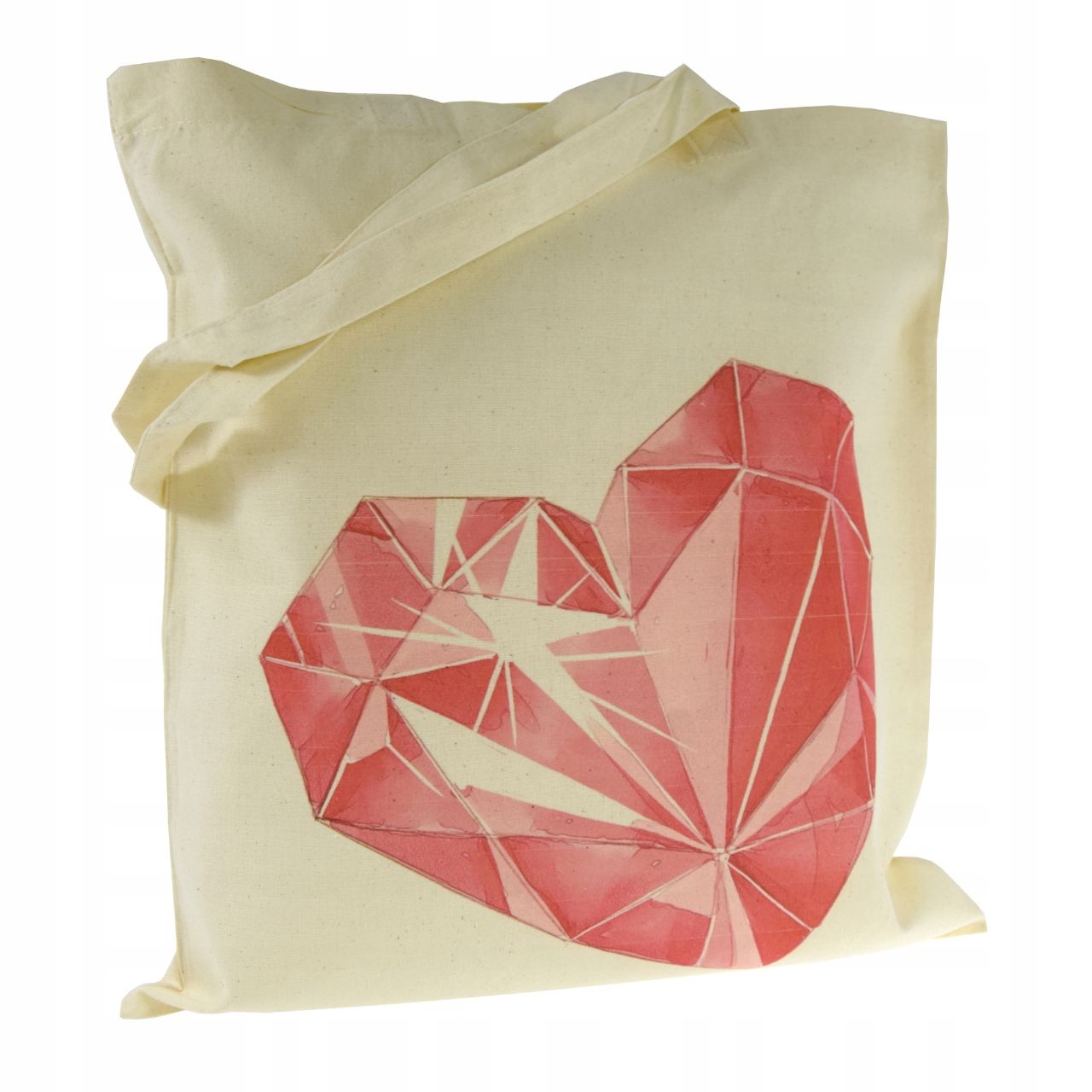 Torba bawełniana z nadrukiem SERCE torebka shopper siatka materiałowa ECRU