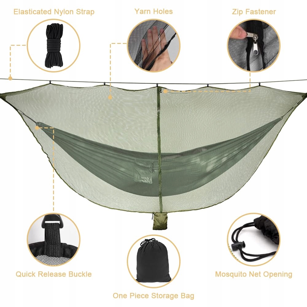 Moskitiera Do Hamaka 360 Stopni Lekka Na Owady Podróżna Outdoor CASENLY — miniatura 4