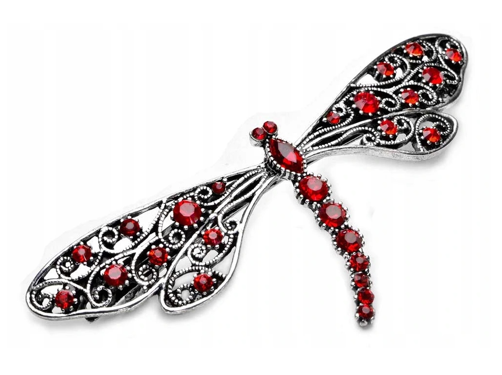 Francouzská stříbrná spona s červenými zirkony Kovová spona jako Dárek