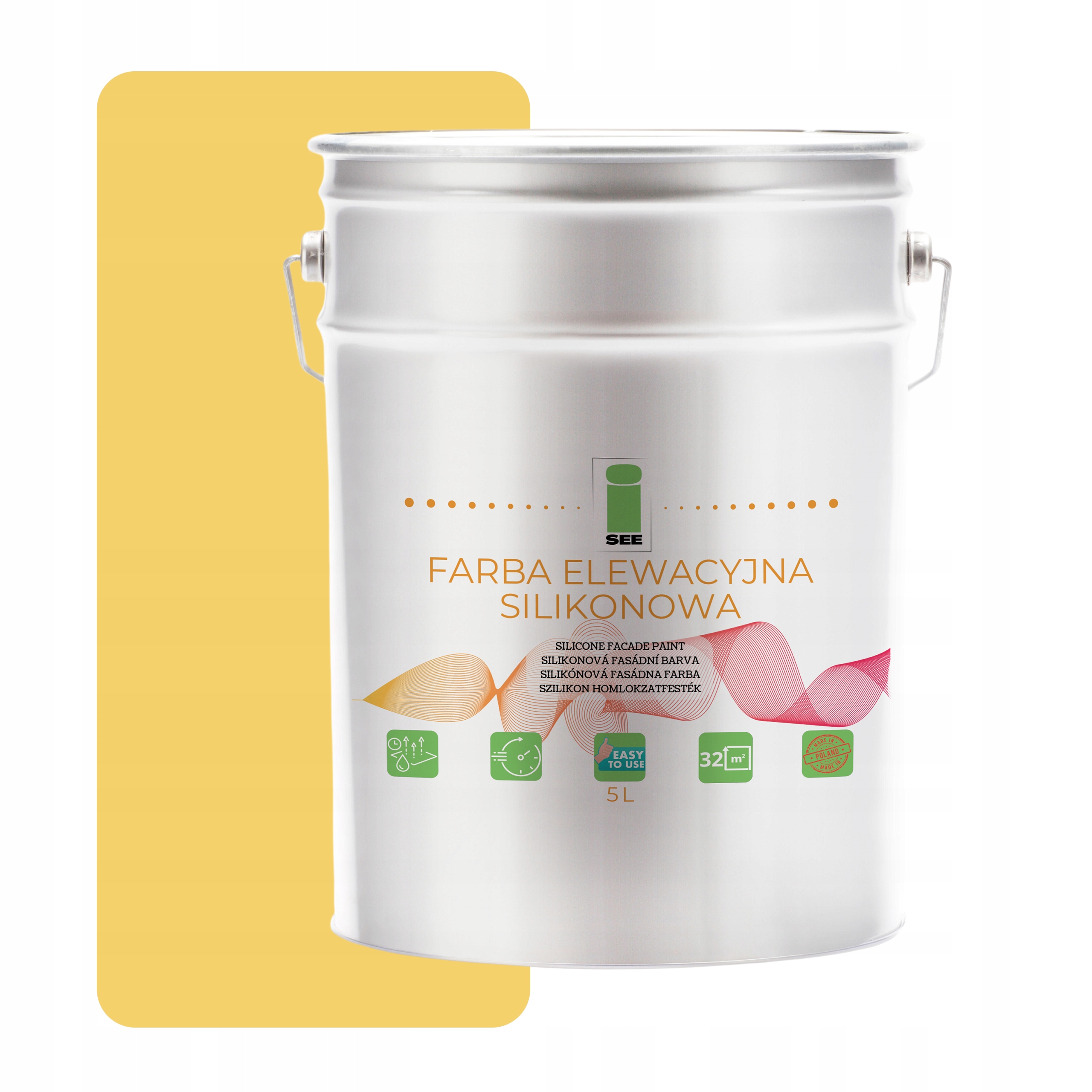 Fasádna Silikónová Fasádna Farba Žltá Citrónová 5 L Proti Riasam