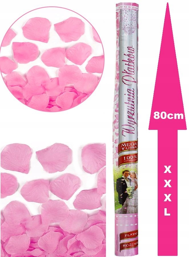 WYSTRZAŁOWE KONFETTI PŁATKI RÓŻ na ŚLUB 80cm x4 Marka inny