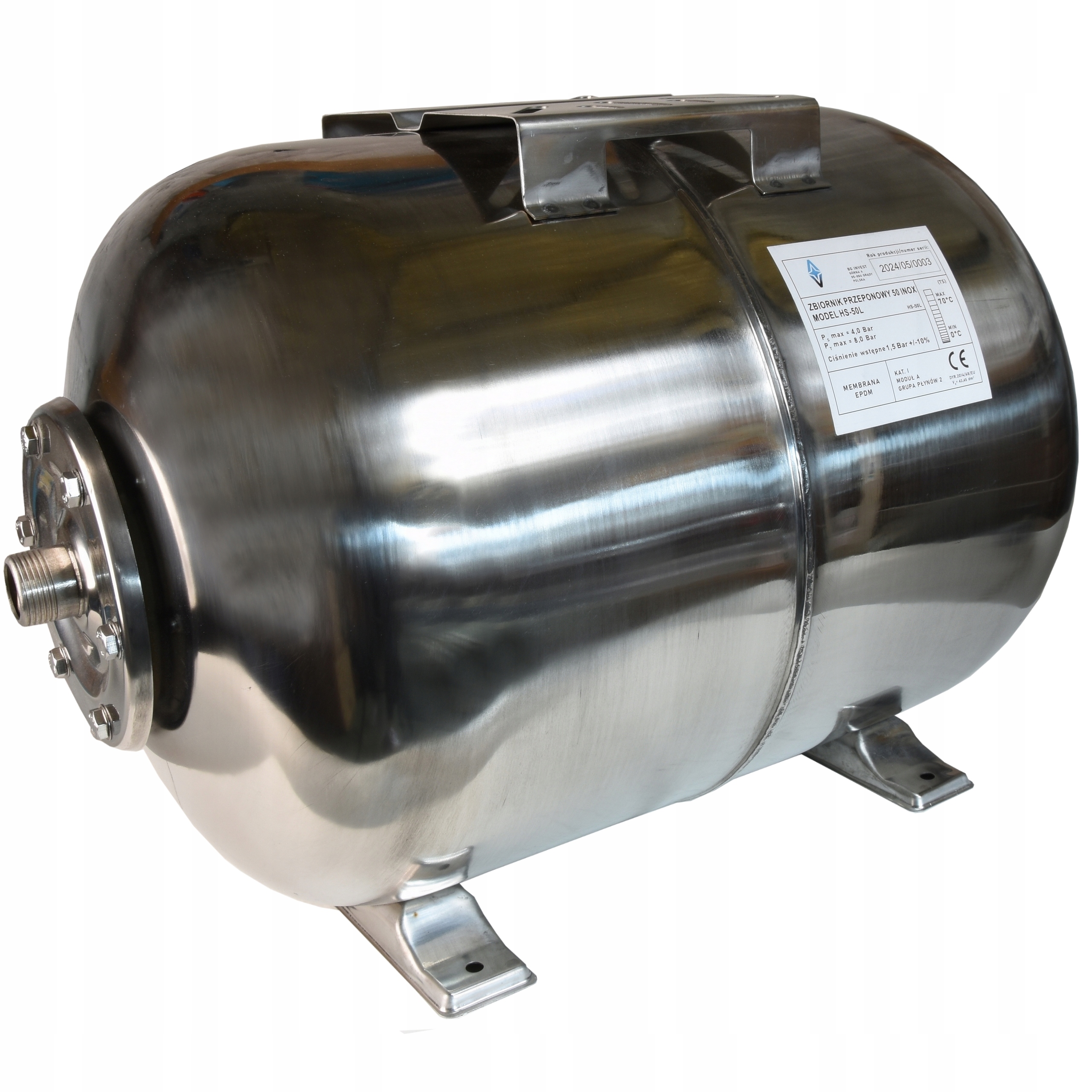 Hydroforová Nádrž Z Ocele 50L Inox S Membránou Epdm 8Bar Do Domácnosti