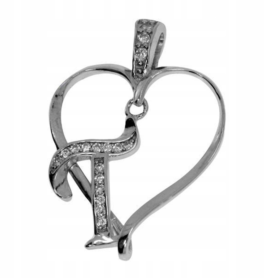 

Literka T srebrna w serduszku Ag 925