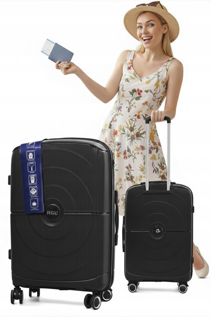 Walizka Średnia Podróżna Polipropylen Exclusive Bagaż Rejestrowany Czarny