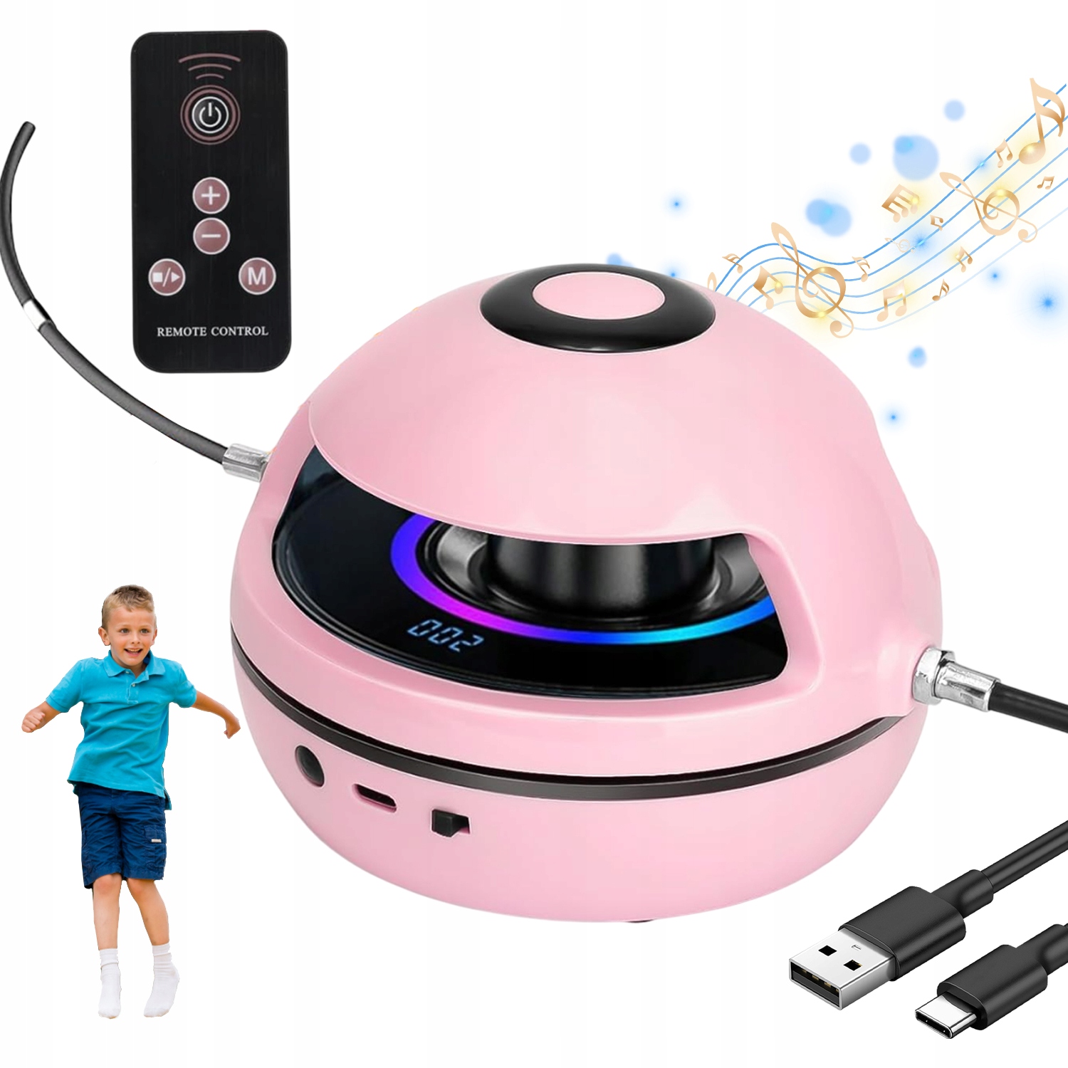 Smart Automatyczna Elektryczna Skakanka 10 Prędkośc Z Licznikiem Led Pink