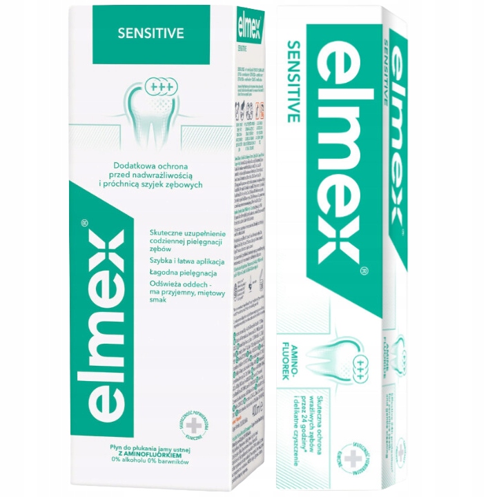 Elmex Sensitive Plus ústna voda Ústna dutina 400 ml + Pasta 75 ml
