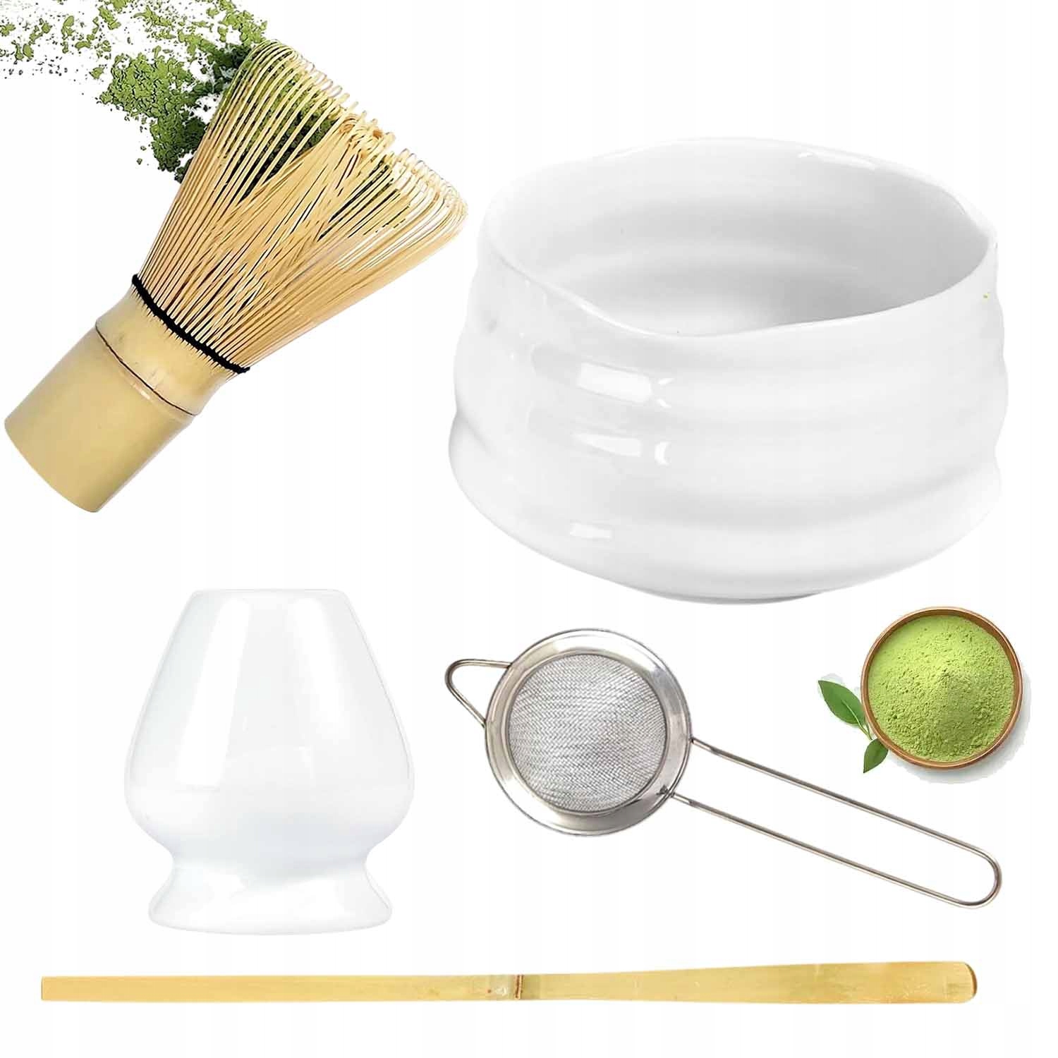 Levně 5 x Dárková sada na čaj matcha šálek metla, podstavec, lžička