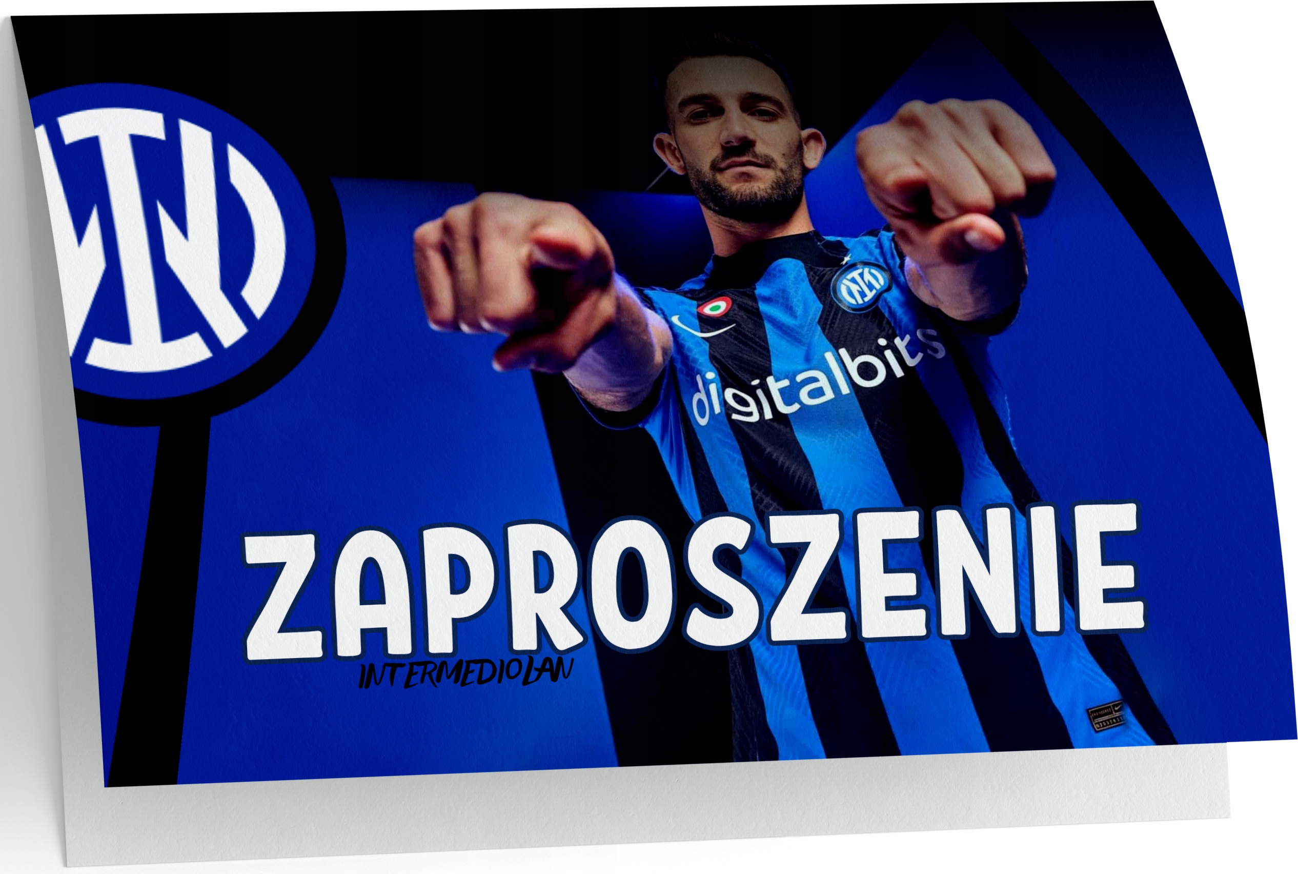 ZAPROSZENIE INTER MEDIOLAN DRUŻYNY PIŁKA ZAPROSZANIA URODZINOWE 20x15 cm