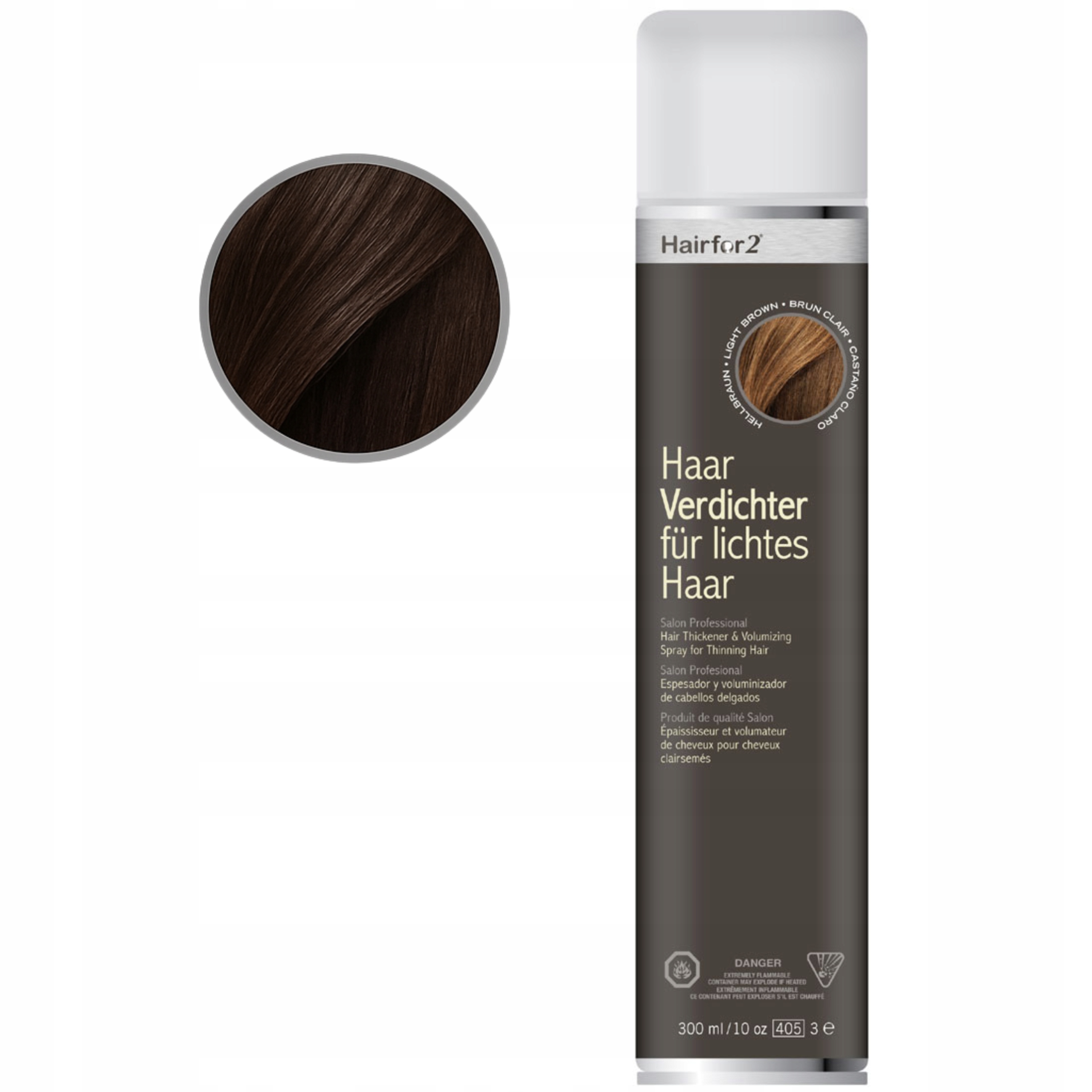 HairFor2 300 ml Tmavě Hnědý Lak na zahušťování vlasů