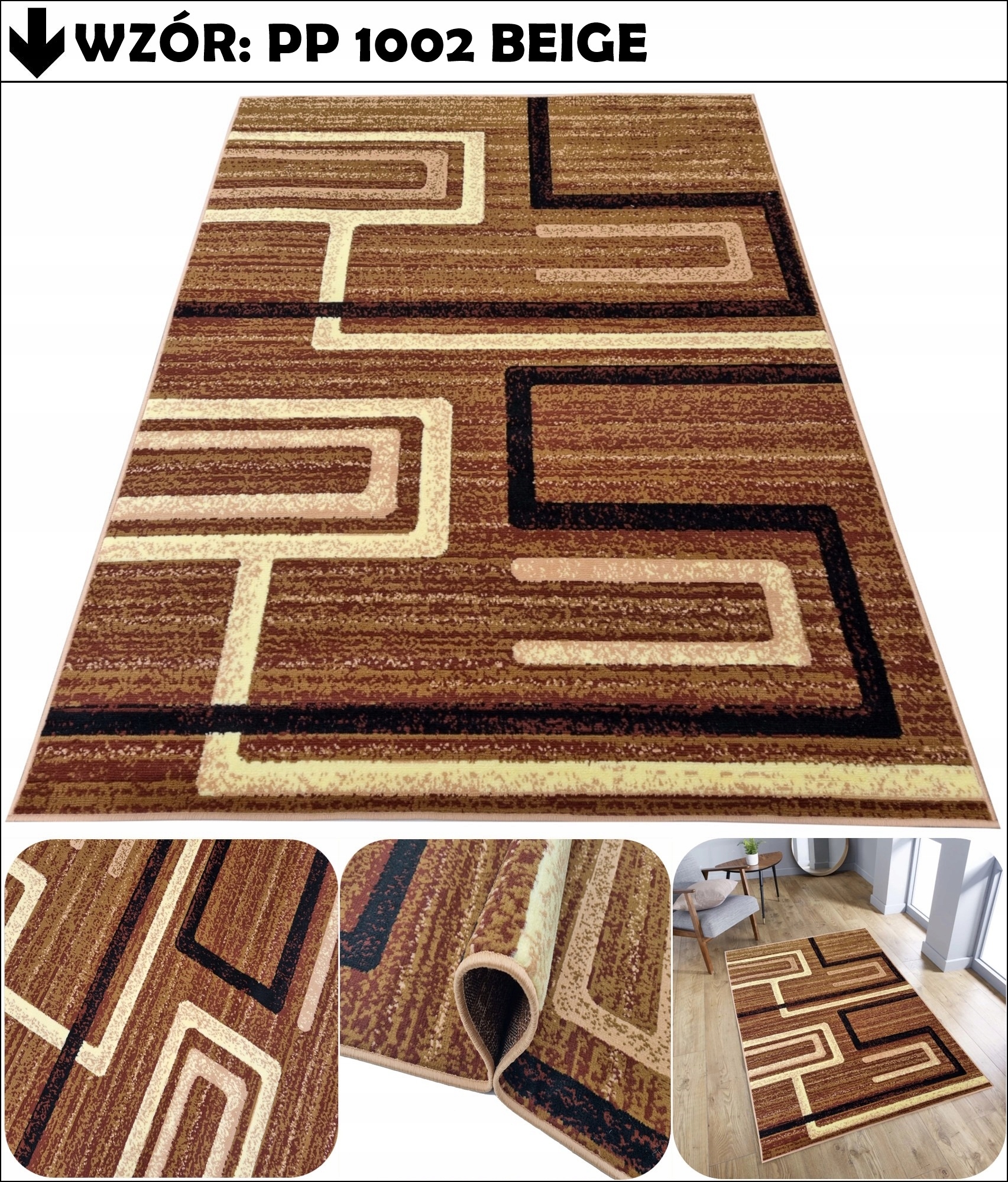 DYWAN OBSZYTY 160X220 NOWOCZESNY DO SALONU POKOJU PLUSZOWY TKANY MIX WZORÓW Długość 220 cm