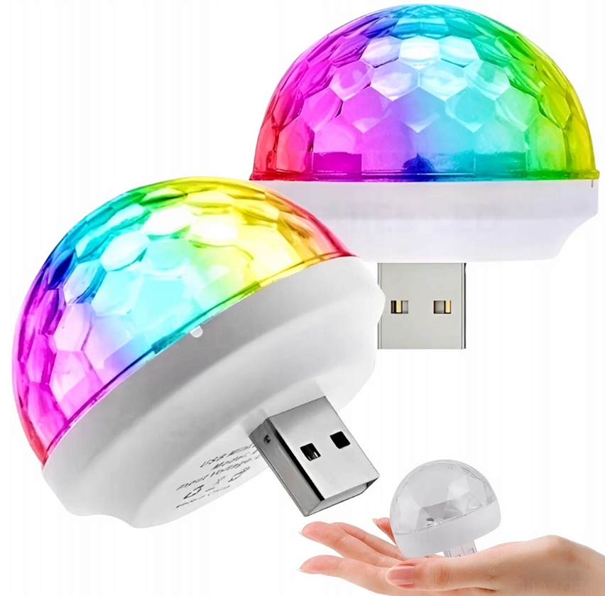 MINI KULA DYSKOTEKOWA LED DISCO RGB USB PROJEKTOR LAMPKA IMPREZOWA KOLOROWA