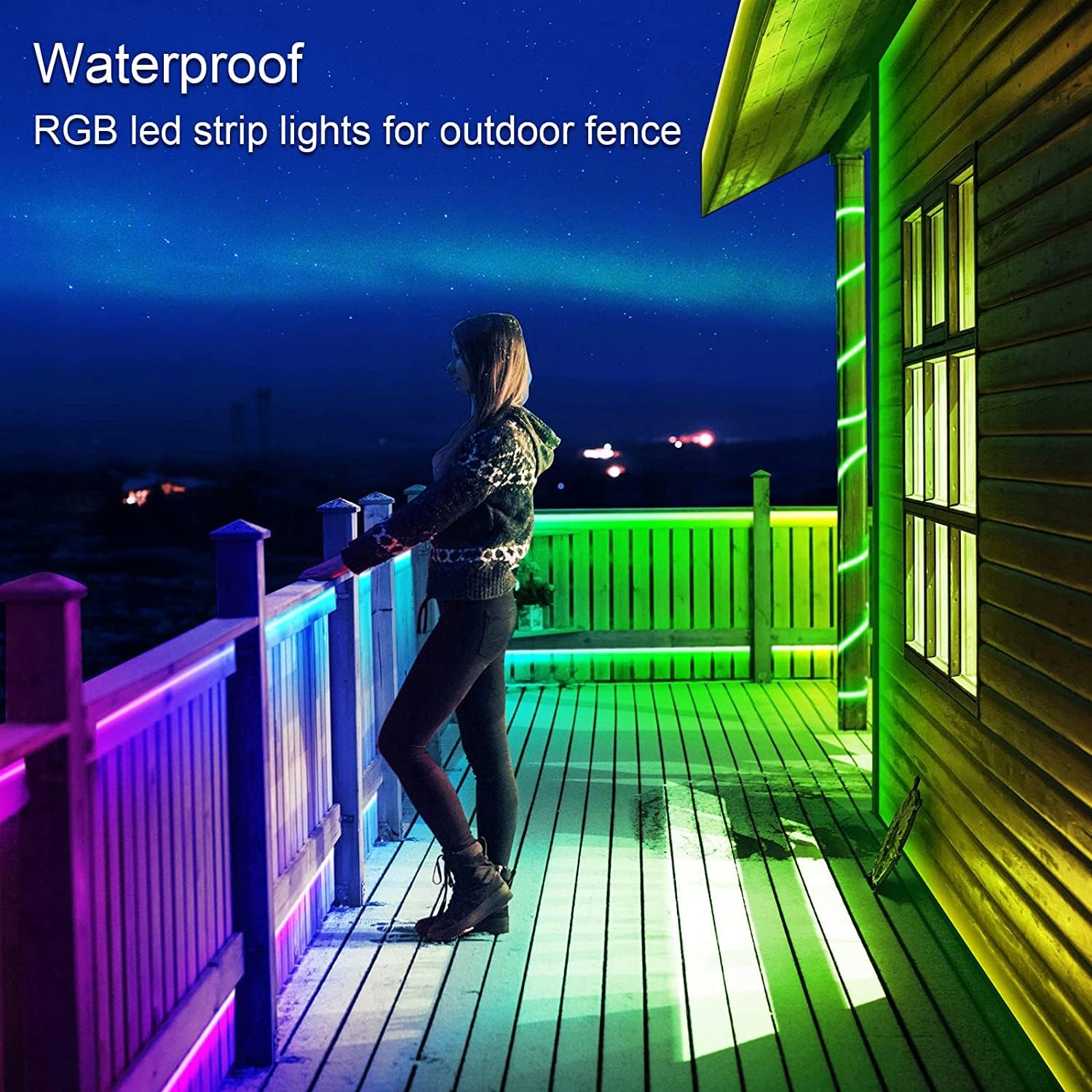 MIWATT Solarny LED Pasek 5M RGB Wodoodporny IP67 Na Zewnątrz — miniatura 7
