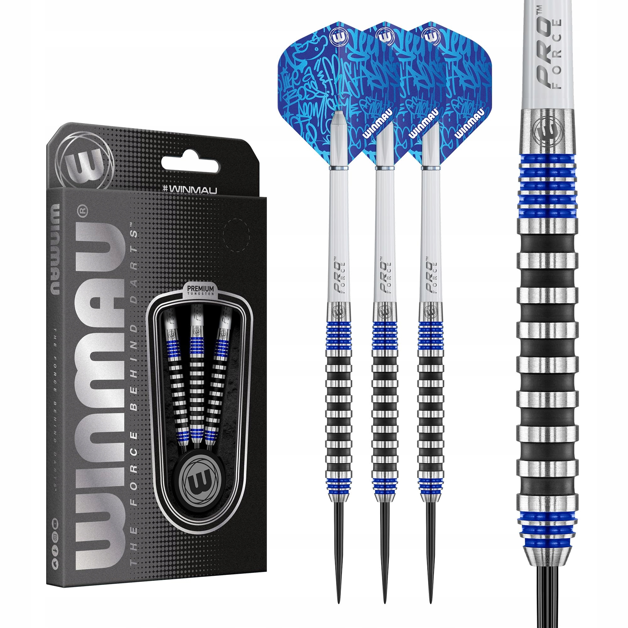 WINMAU Advance 500 Niebieskie Rzutki 22g Z Piórkami I Trzonkami