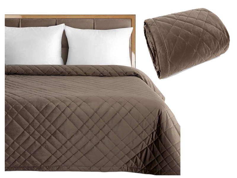 Přikrývka Na Postel Velurová 220x240 Ria Hnědá Prošívaná