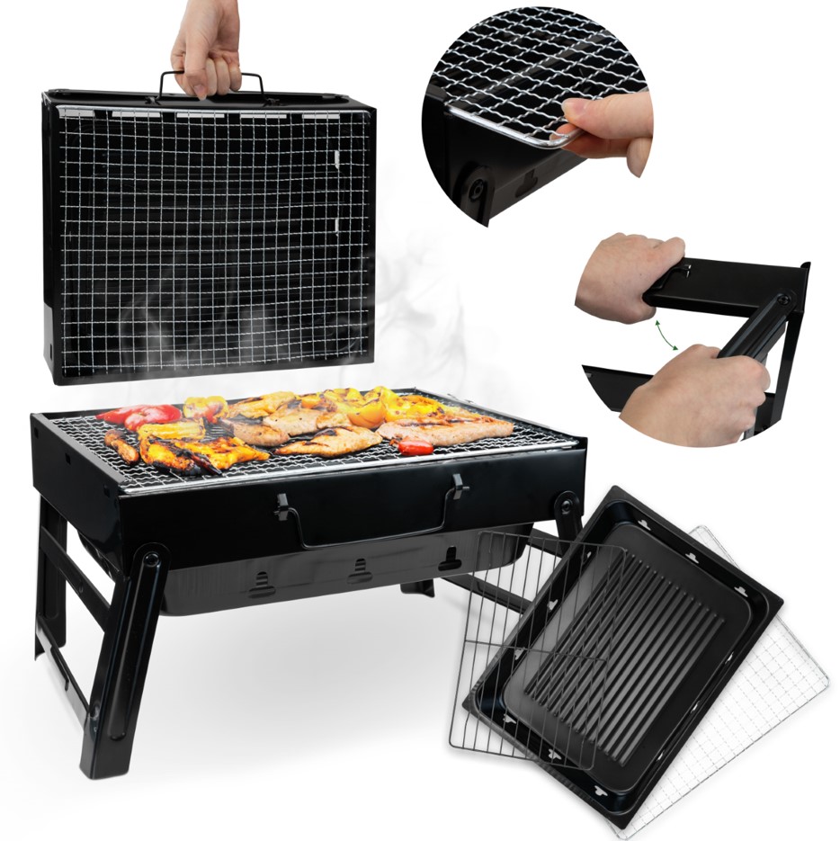 GRILL TURYSTYCZNY PRZENOŚNY SKŁADANY WALIZKA Kempingowy WĘGLOWY Z UCHWYTEM EAN (GTIN) 5903760463274