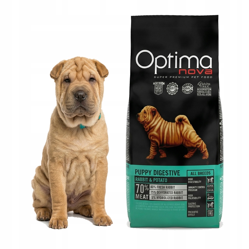 Optimanova Puppy Digestive Rabbit Potato 12kg Królik Ziemniaki Szczenięta