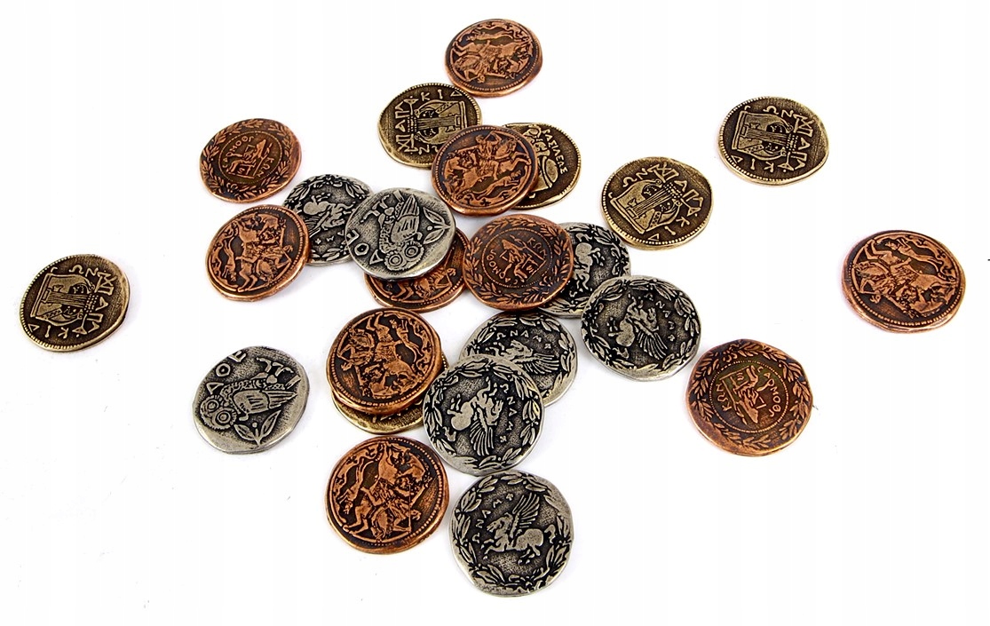 ZESTAW 24 ANTYCZNYCH METALOWYCH MONET LARP RPG