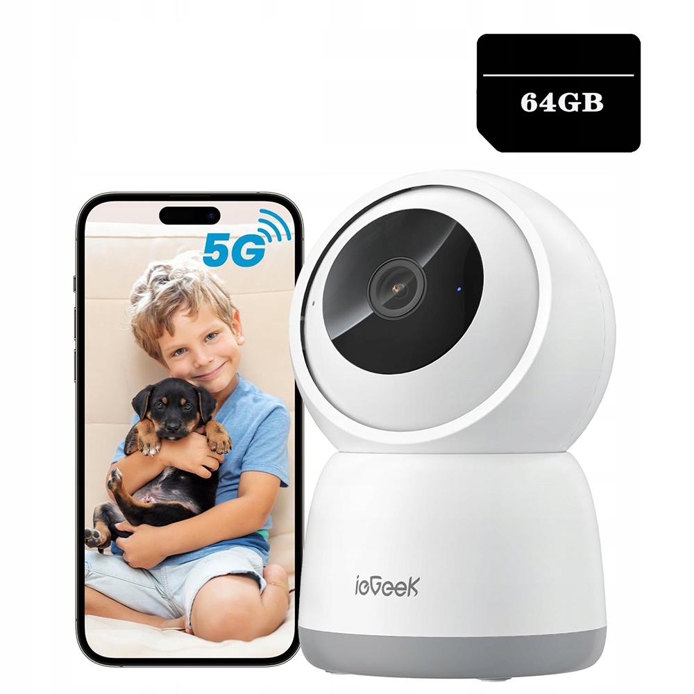 Home Security Vnitřní Otočná Kamera Ip Wifi 5MP 64GB s 2,4 GHz a 5 GHz