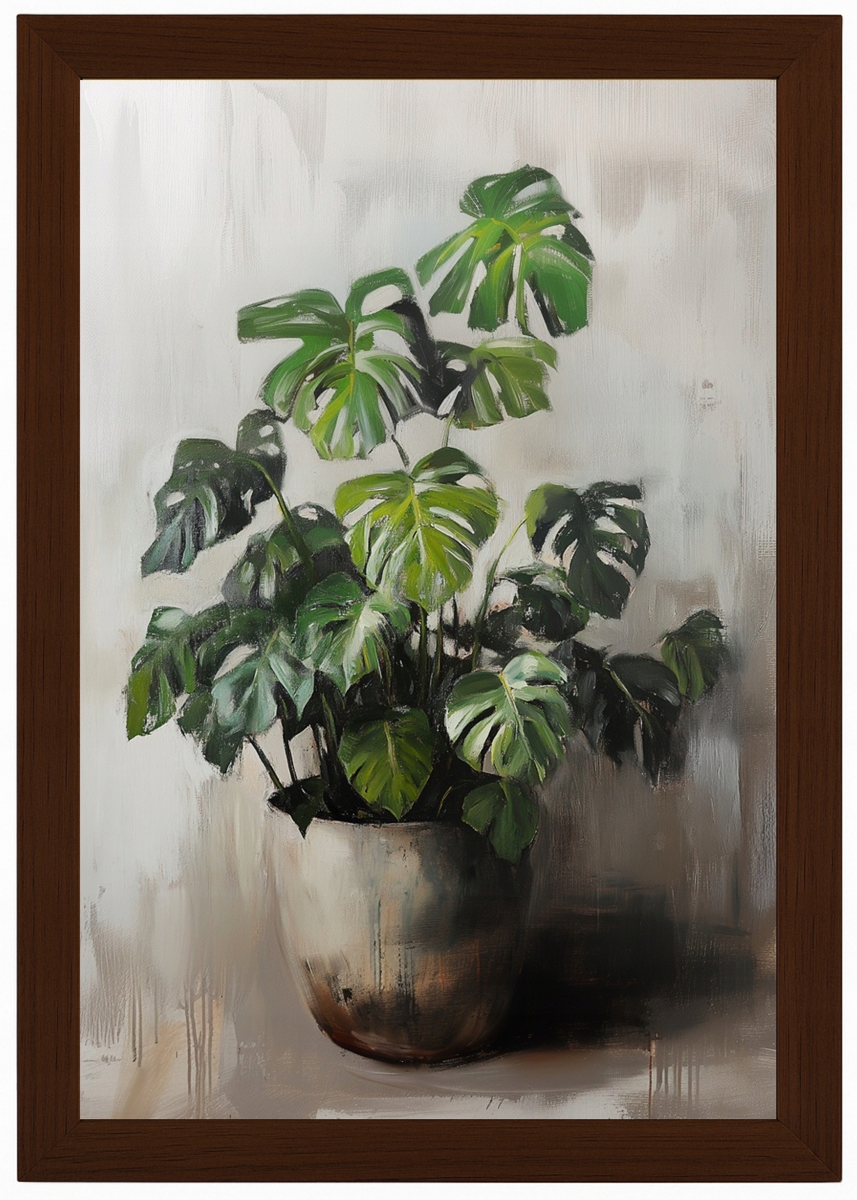 Rámeček Plakát Dřevěný Přírodní Dekorace Zeleň Monstera Filodendron 40x60