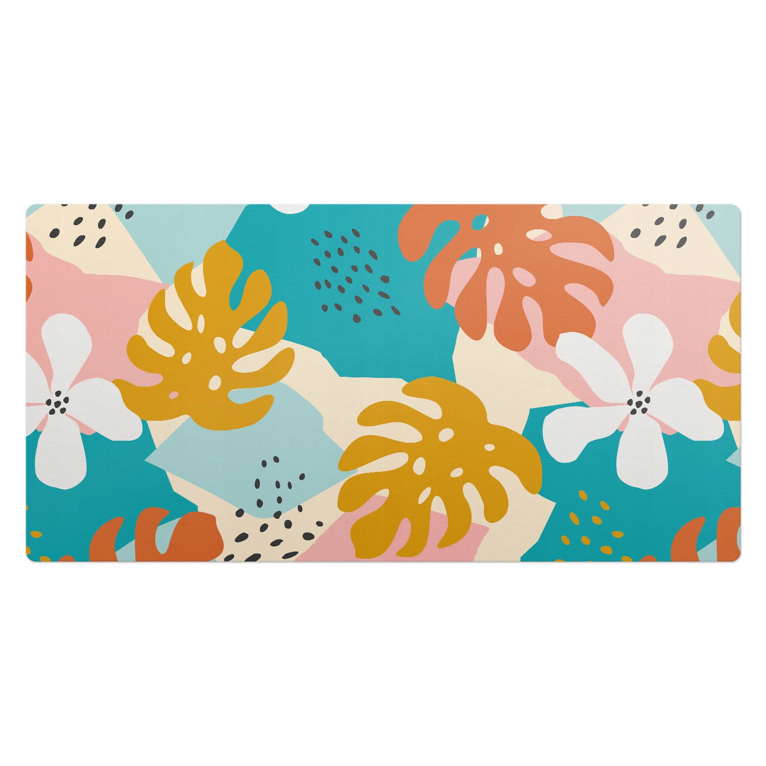 Podložka na psací stůl s grafikou Retro, květinová umělecká kompozice 100 x 50 cm