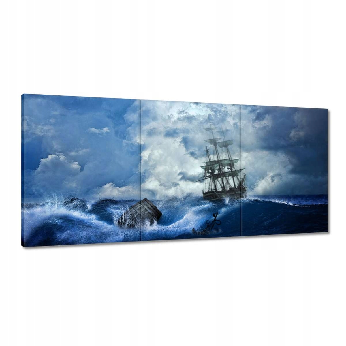Obrazy 210x100 Búrka more loď krajina