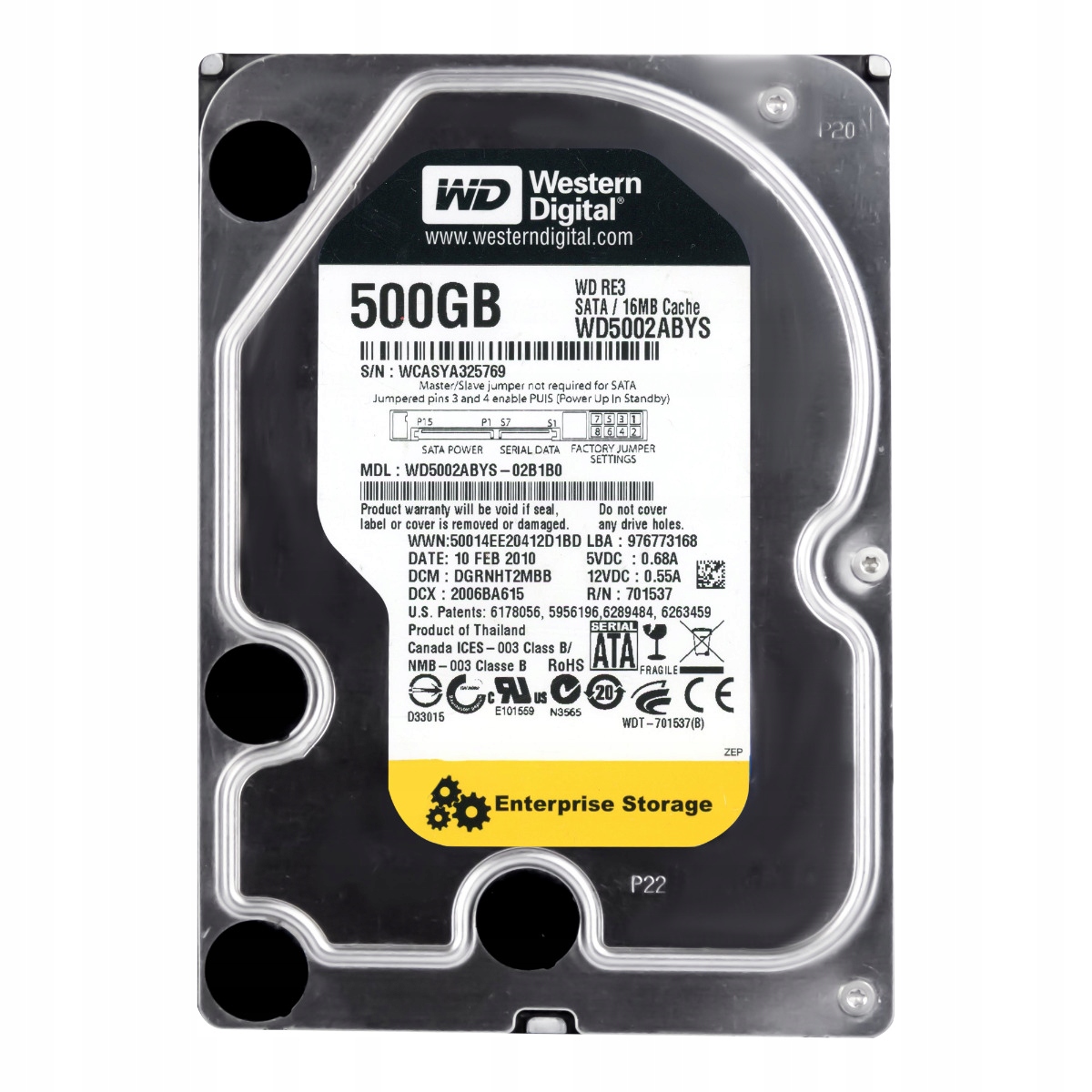 Wd RE3 500GB Sata II 7.2K 16MB 3.5'' WD5002ABYS