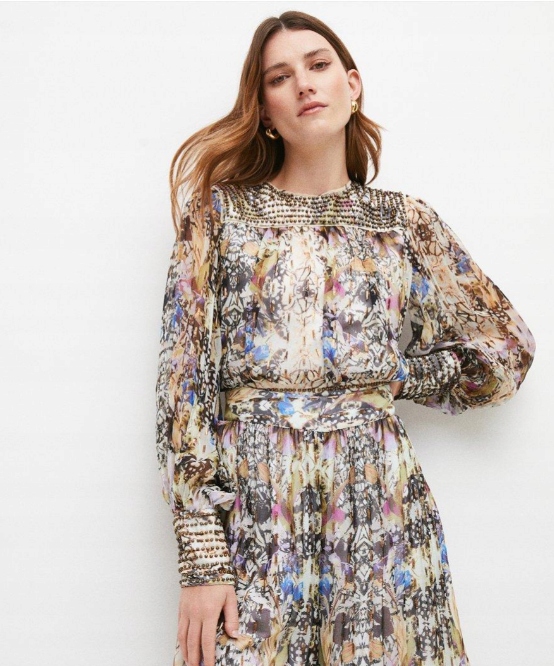 Karen Millen Bluzka Damska Wzorzysta 40 1YFE