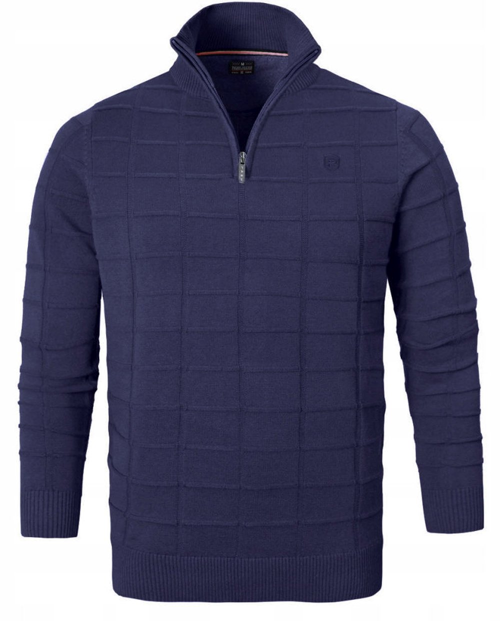 Elegantní pánský svetr (zámek) – Pako Jeans – vysoký výstřih, tmavě modrá barva – L