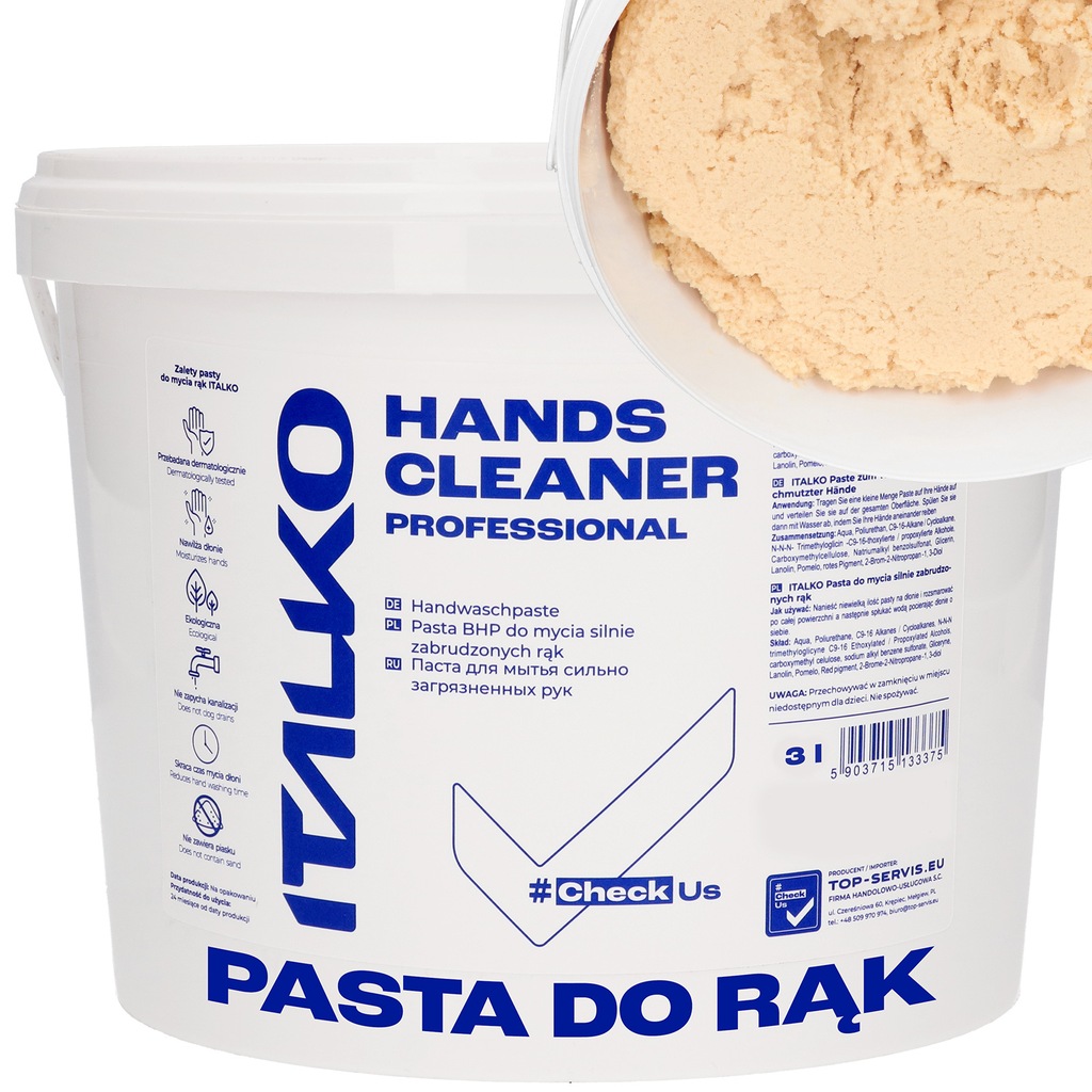 Italko Pasta Bhp Do Mycia Zabrudzonych Rąk Dłoni Usuwanie Zabrudzeń 3L