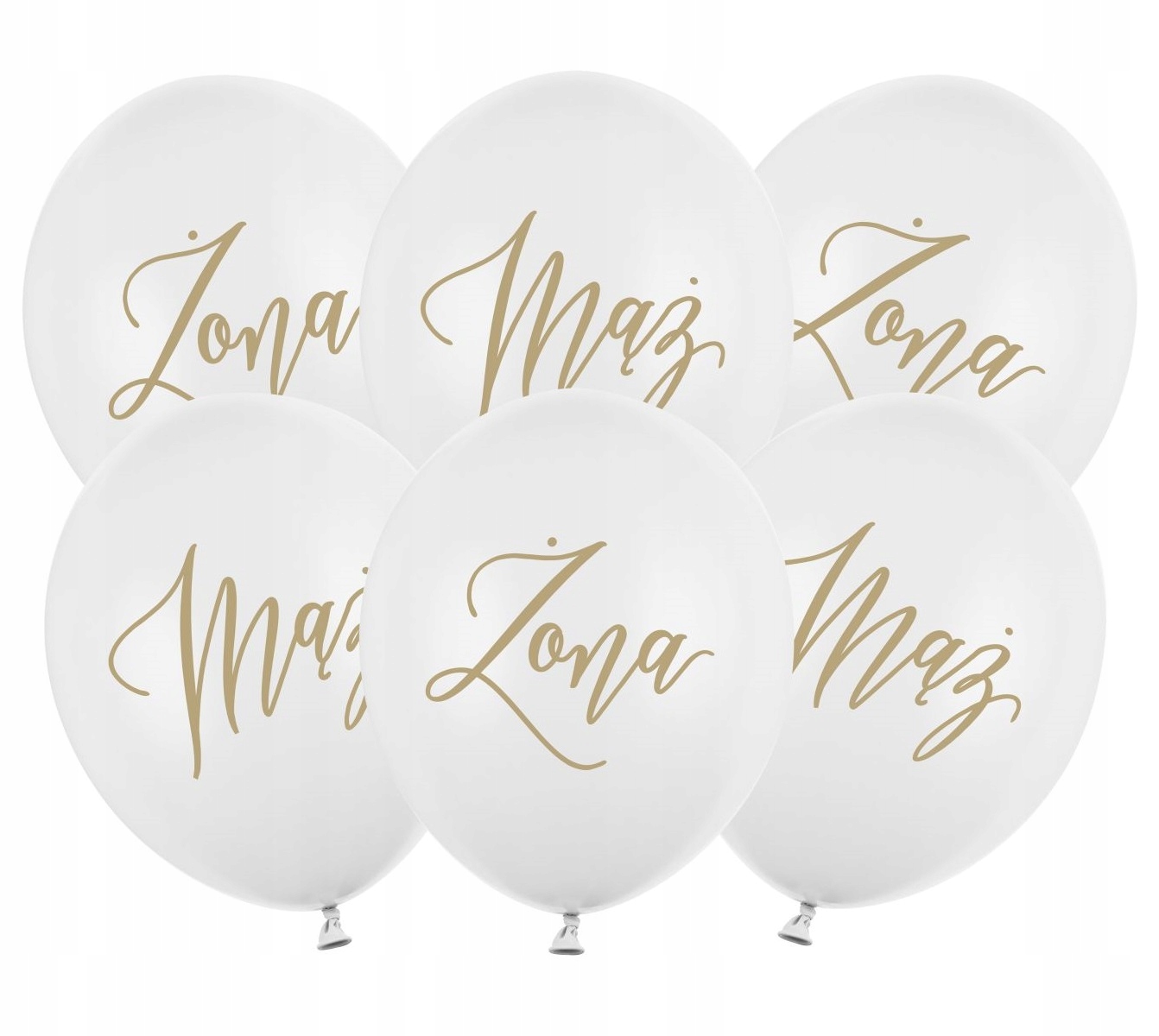 

Balony Mąż Żona białe 30 cm 6 szt Na Ślub Wesele