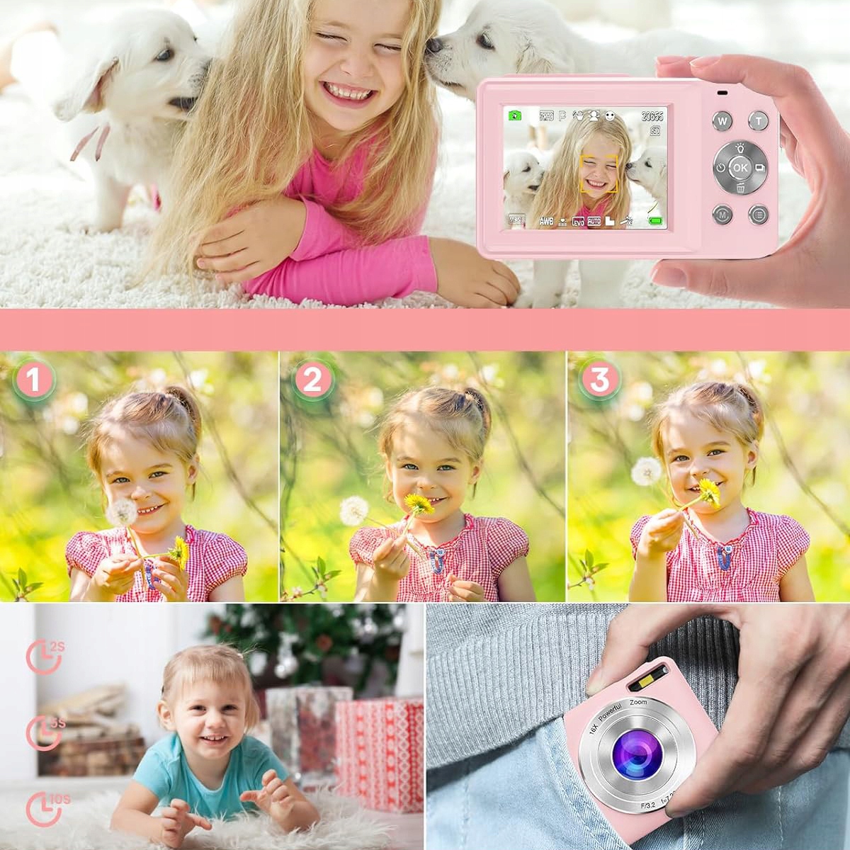 APARAT CYFROWY DLA DZIECI FOTOGRAFICZNY HD 1080P 44 MP 16X ZOOM OPTYCZNY Model APARAT CYFROWY DLA DZIECI