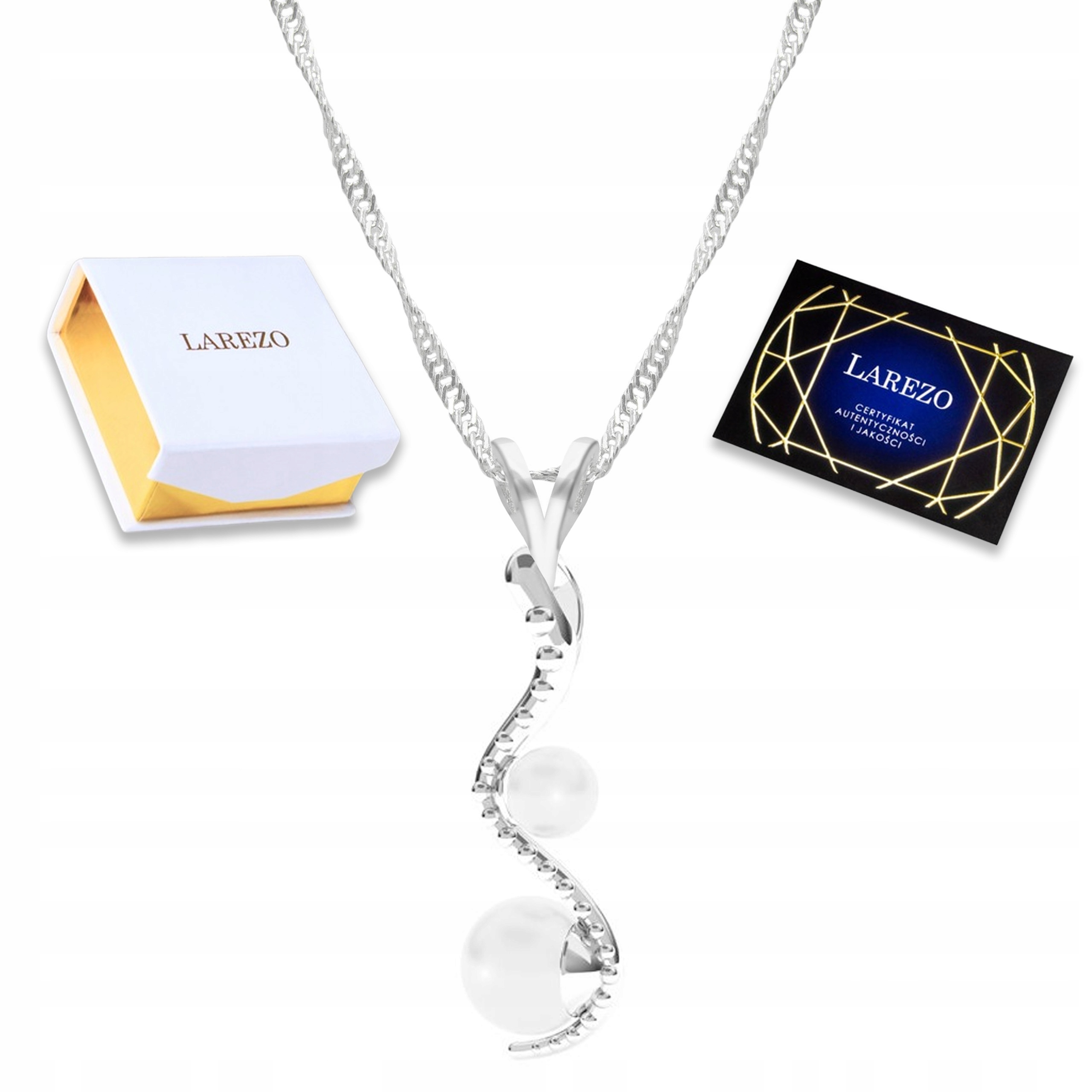 Stříbrný náhrdelník Had Perly Snake Kobra Bílé Perličky Stříbro 925