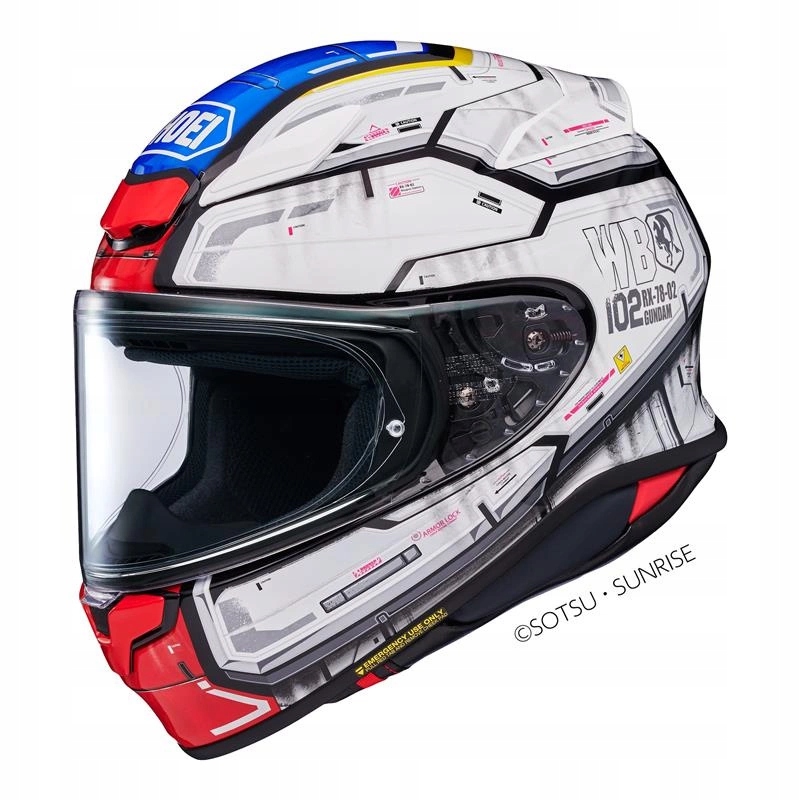 Motocyklová prilba Shoei NXR2 Gundam TC-10 biela červená modrá Darčeky
