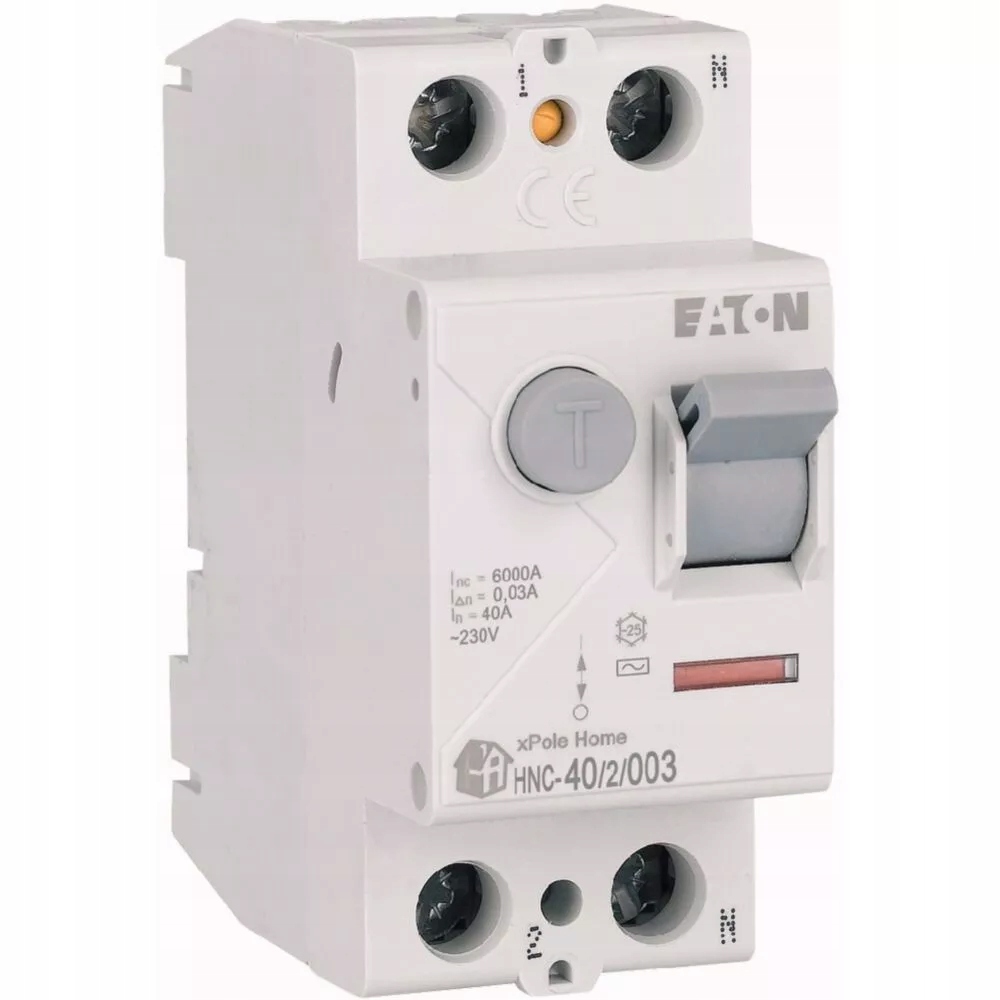 Proudový chránič 1-fázový 2P 40A 30mA 6kA 230V Ac HNC-40/2/003