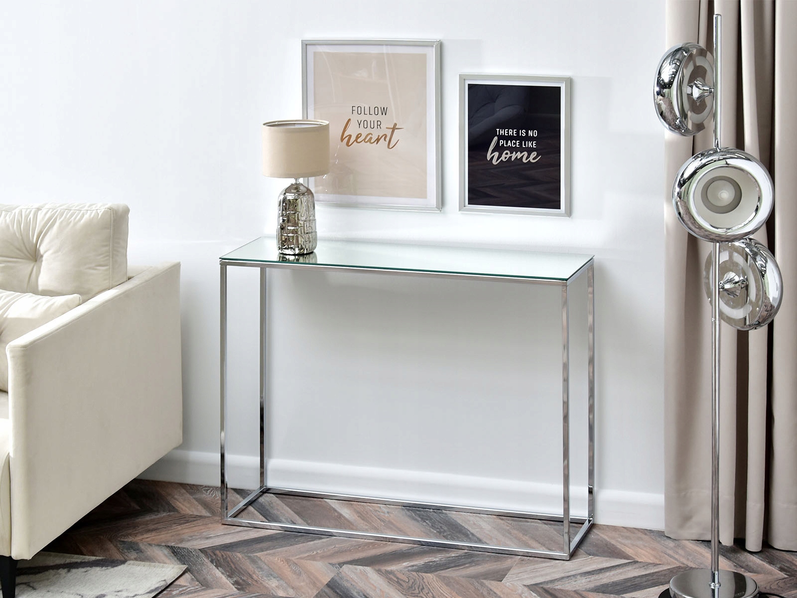 LUSTRZANA KONSOLA DO SALONU W STYLU GLAMOUR BALI CHROM POŁYSK BALT LUSTRO Marka Mebel-Partner