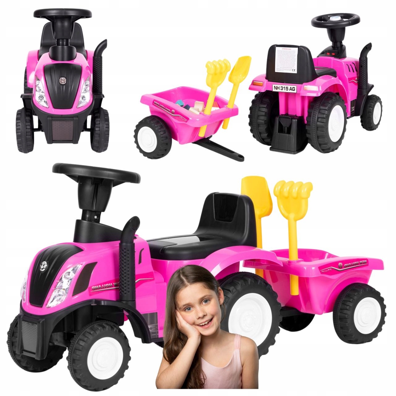 Jeździk Traktor Z Przyczepką Dla Dziecka Chłopca Ciągnik Traktorek Pchacz