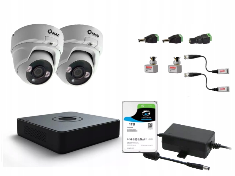 Monitoring 2 kamery HD-TVI FULL HD puszki