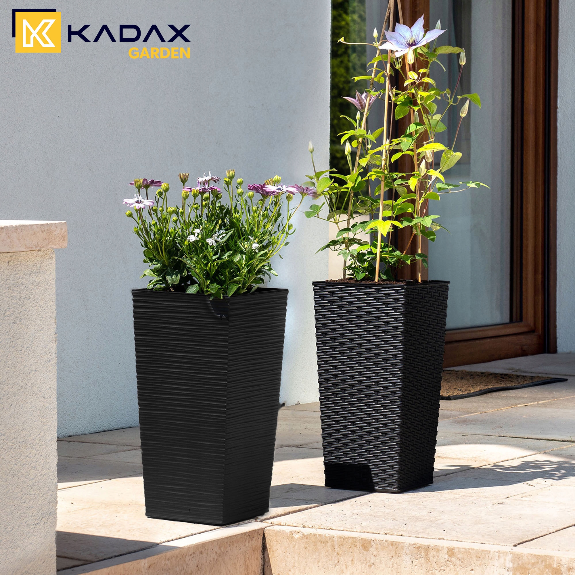 ZESTAW 3x DONICA DONICZKA WKŁAD WYSOKA CZARNA 75cm Długość 38.8 cm