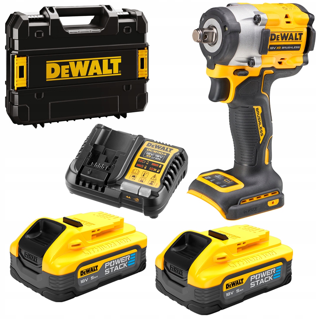 rázový uťahovák 1/2" 406 Nm, 18V/2x5,0Ah Powerstack Dewalt [DCF921H2T-QW]