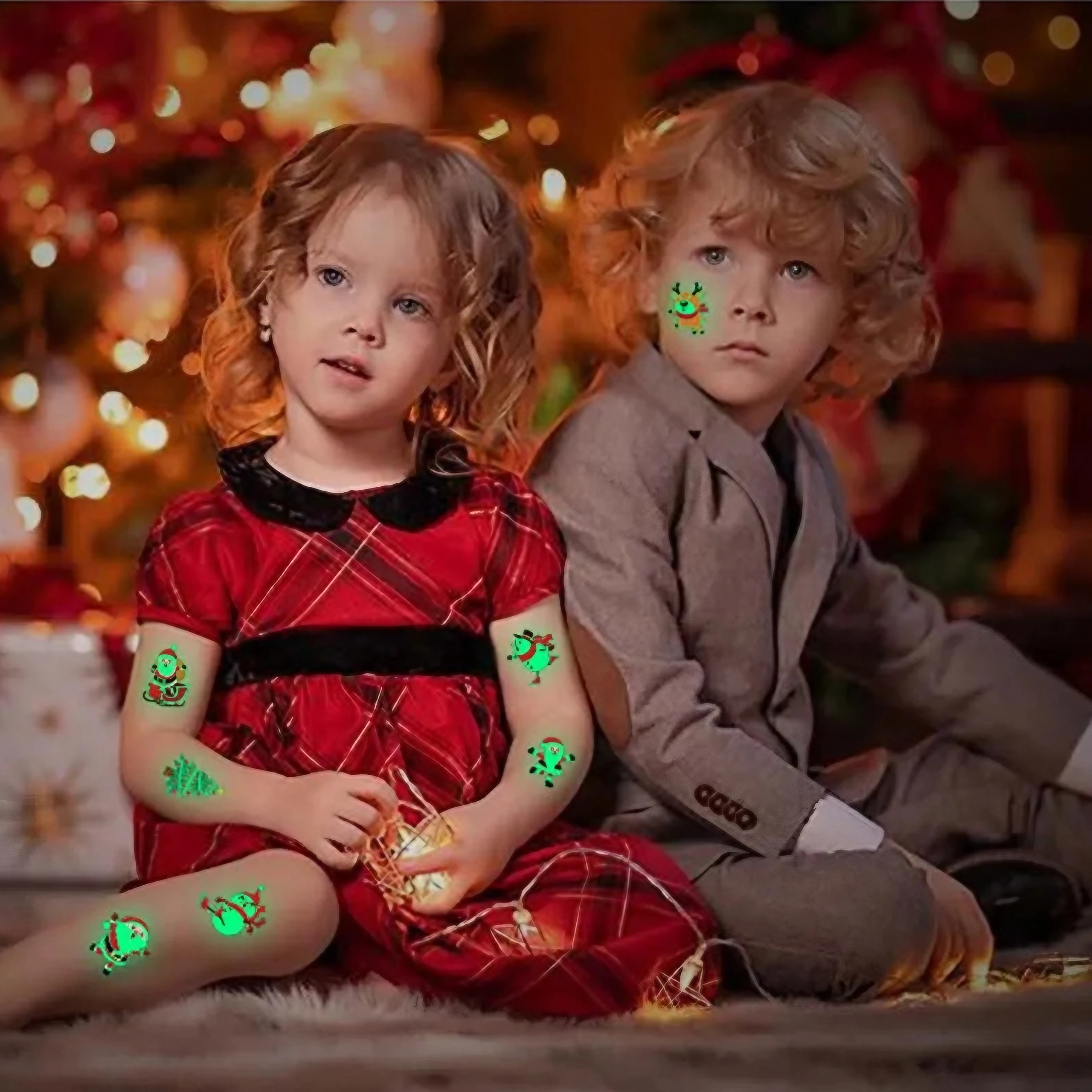 TATUAŻE DLA DZIECI ZMYWALNE ŚWIĄTECZENE ŚWIECĄCE BOŻE NARODZENIE MIKOŁAJKI Marka inna