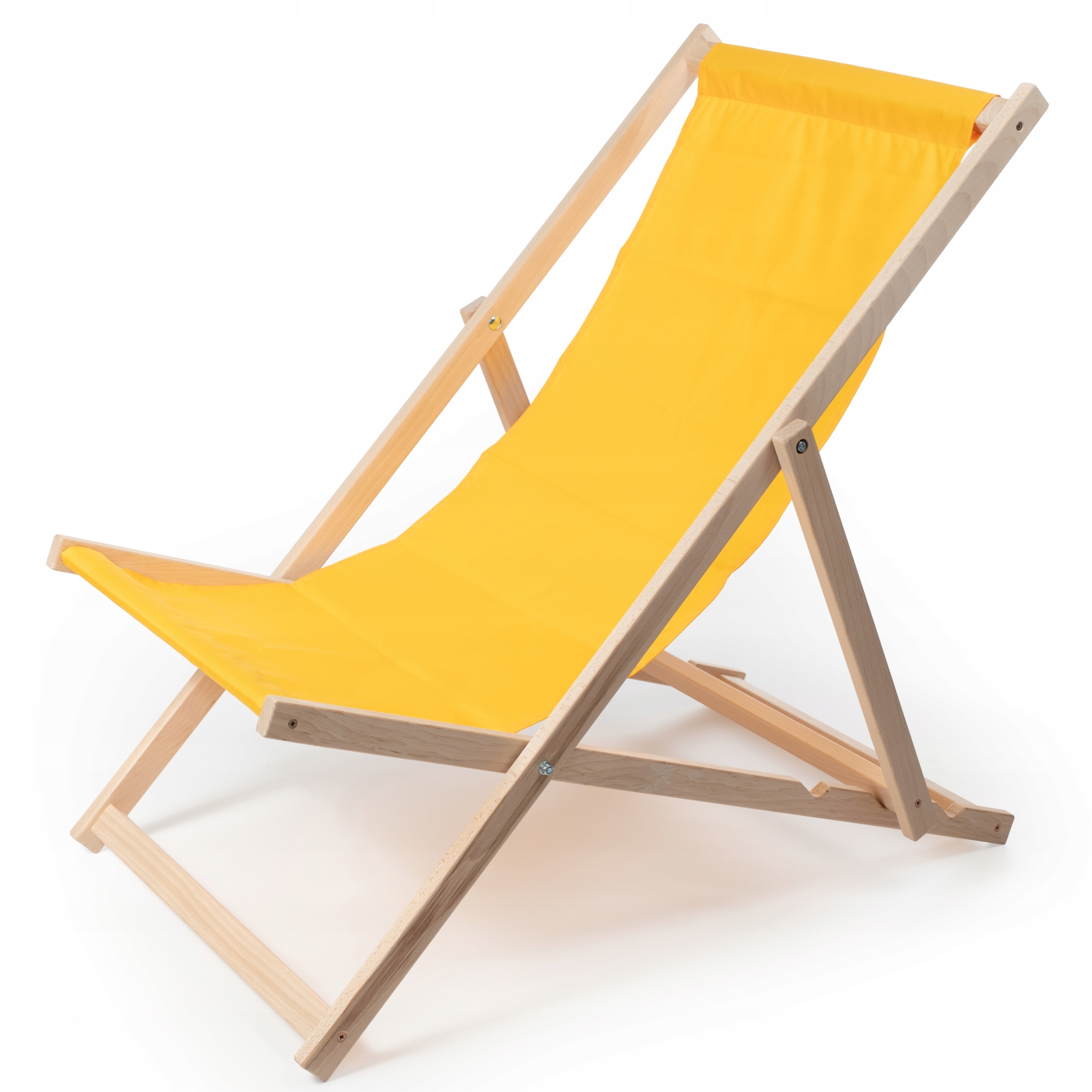 Klasyczny drewniany leżak ogrodowy Żółty