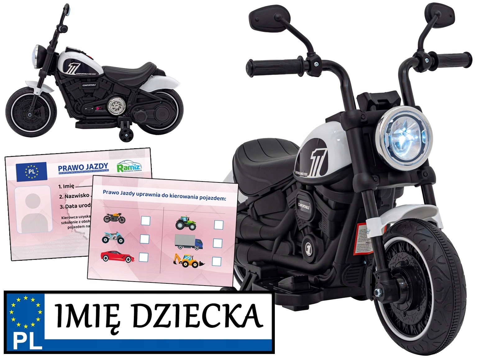 trzykołowy dla dzieci Motor Chopper Faster Tablica Imienna krążownik szos