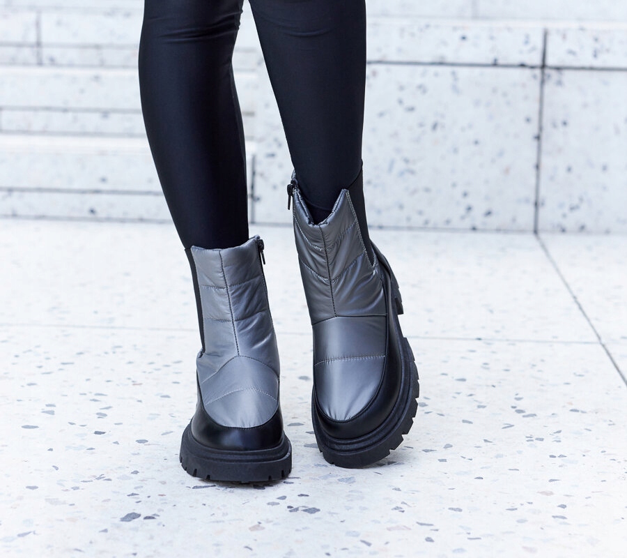 Szare ocieplane śniegowce 25526 rozmiar 38 Waga produktu z opakowaniem jednostkowym 0.75 kg