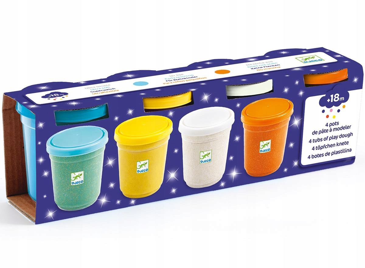

Masa plastyczna 4 kubeczki Brokat Djeco 18 m-cy+