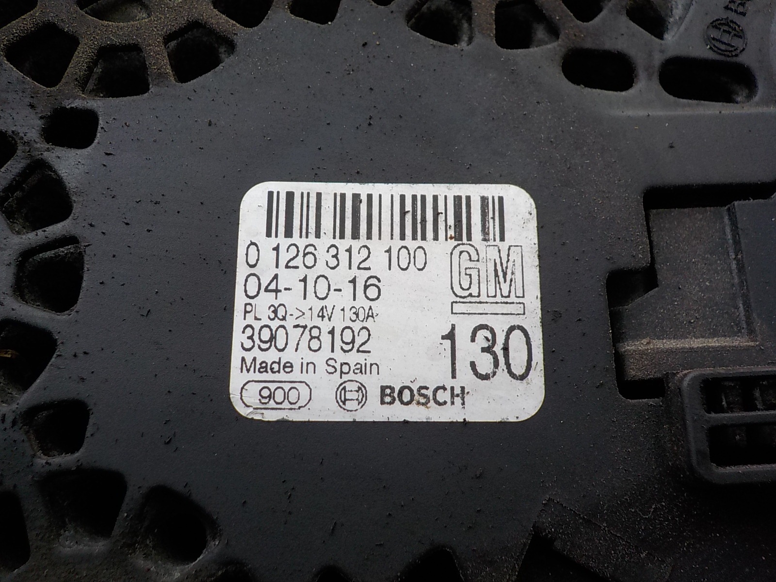 OPEL ASTRA K 1.0 TB ORG ALTERNATOR 39078192 0126312100