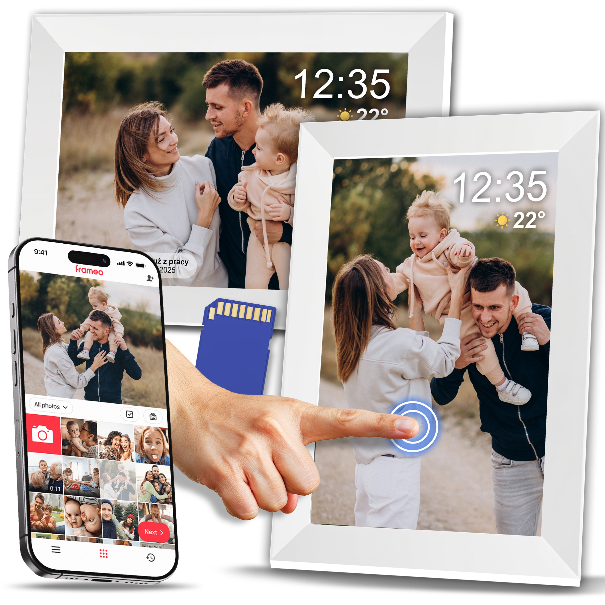 Rámeček Digitální Na Fotografie 10,1" WiFi 32GB Frameo Dotykový Bílý