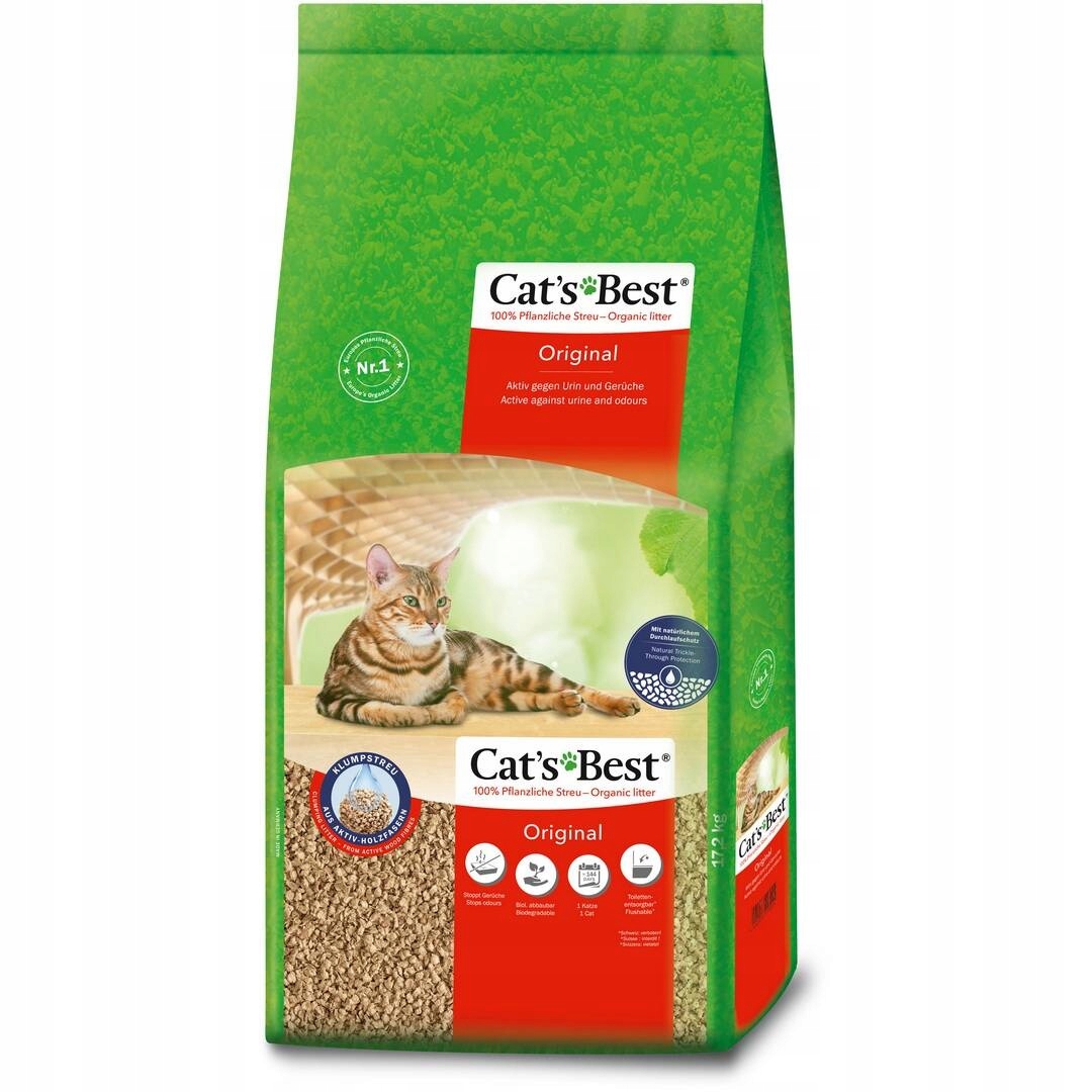 Cat's Best Original Drewniany Żwirek Dla Kota Zbrylający 40L