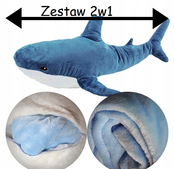 

Koc Poduszka Kocyk Zestaw 3w1 Rekin Pluszak Shark
