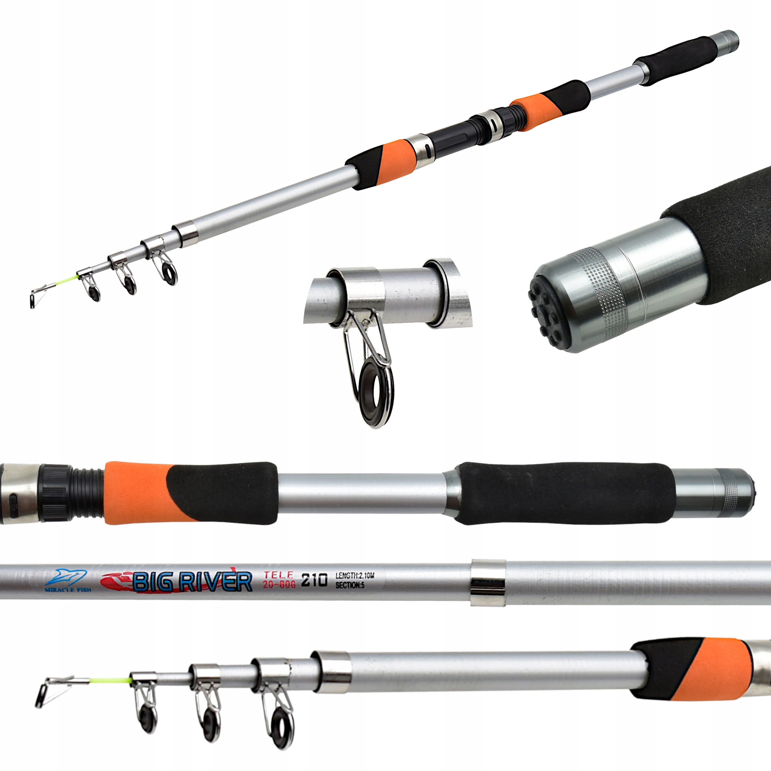 Wędka teleskopowa Miracle Fish Big River 210 cm Wt: 20-80g 2,1 m