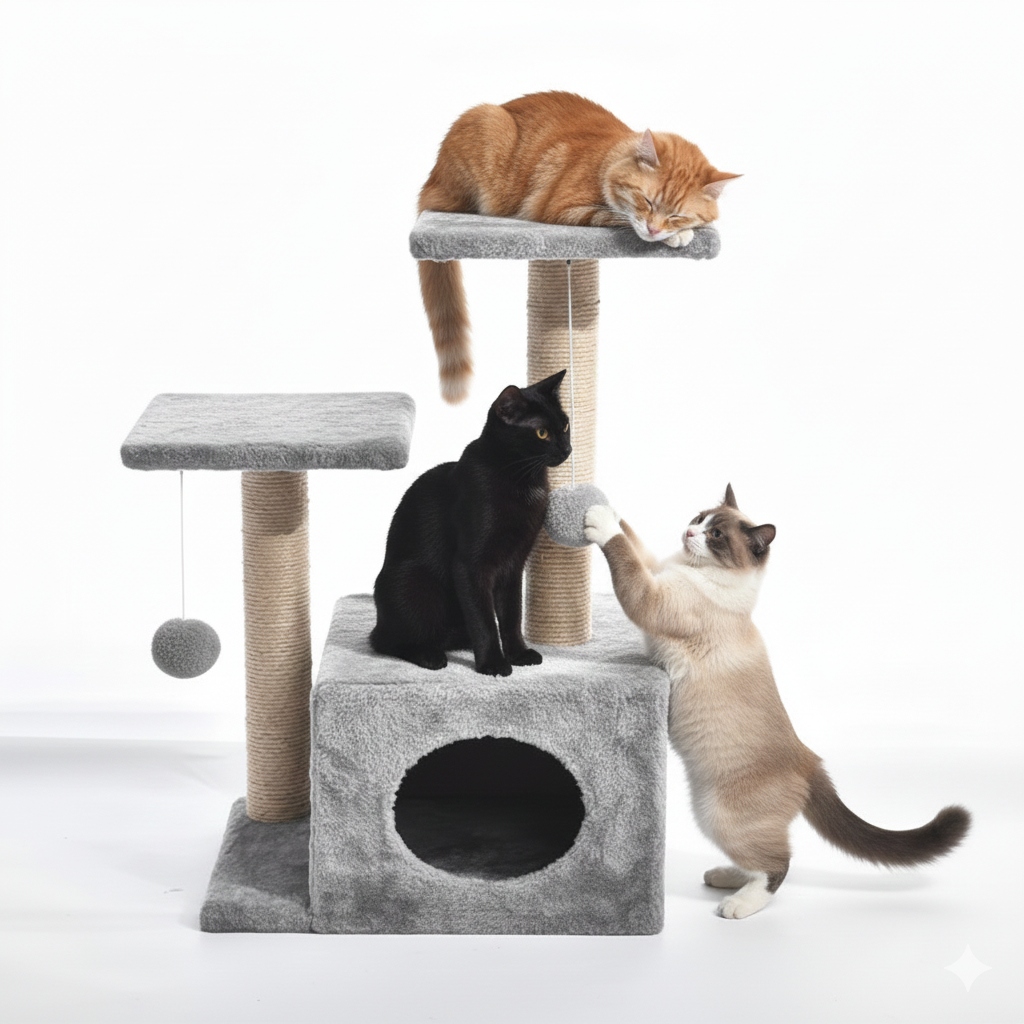 Škrabadlo Pro Kočky Pelíšek Domeček na škrábání Věž Sloupek s hračkou Myška